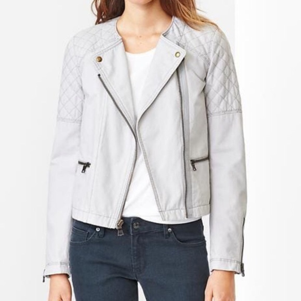NWT GAP Quilted Moto Grey Crystal Jacket
